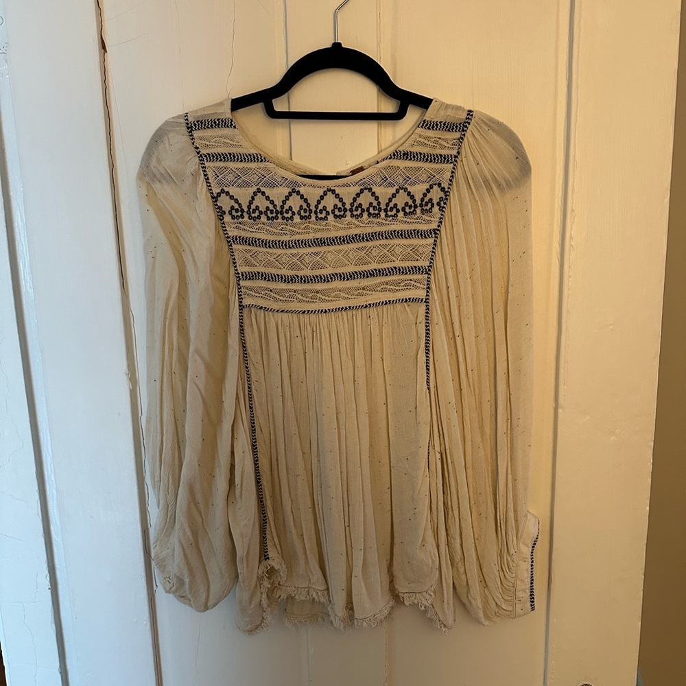 Free People Cyprus Avenue Embroidered Boho Top